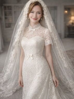 Vintage 1960s Lace Wedding Dress Boho Prairie Bridal Gown S Ivory Cottagecore
